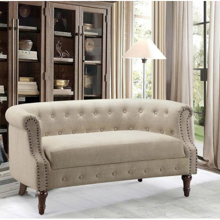 QH23 : Ghế Sofa Viền Đinh Tán - Màu Kem